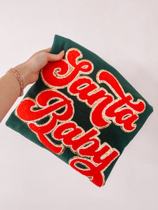 Dark Green Santa Baby Chenille Fleece Sweatshirt