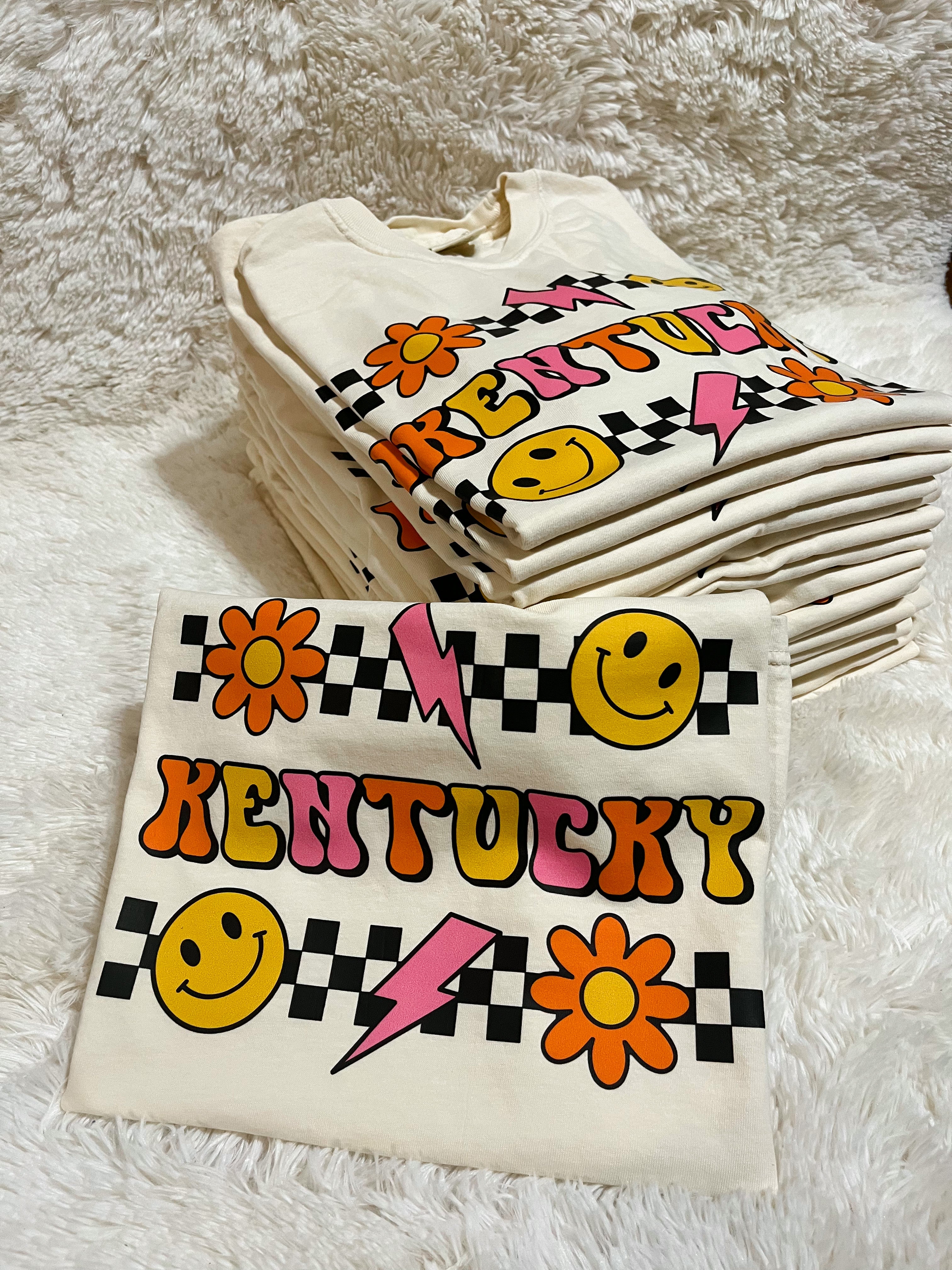 Retro Checkered Neon Kentucky Tee