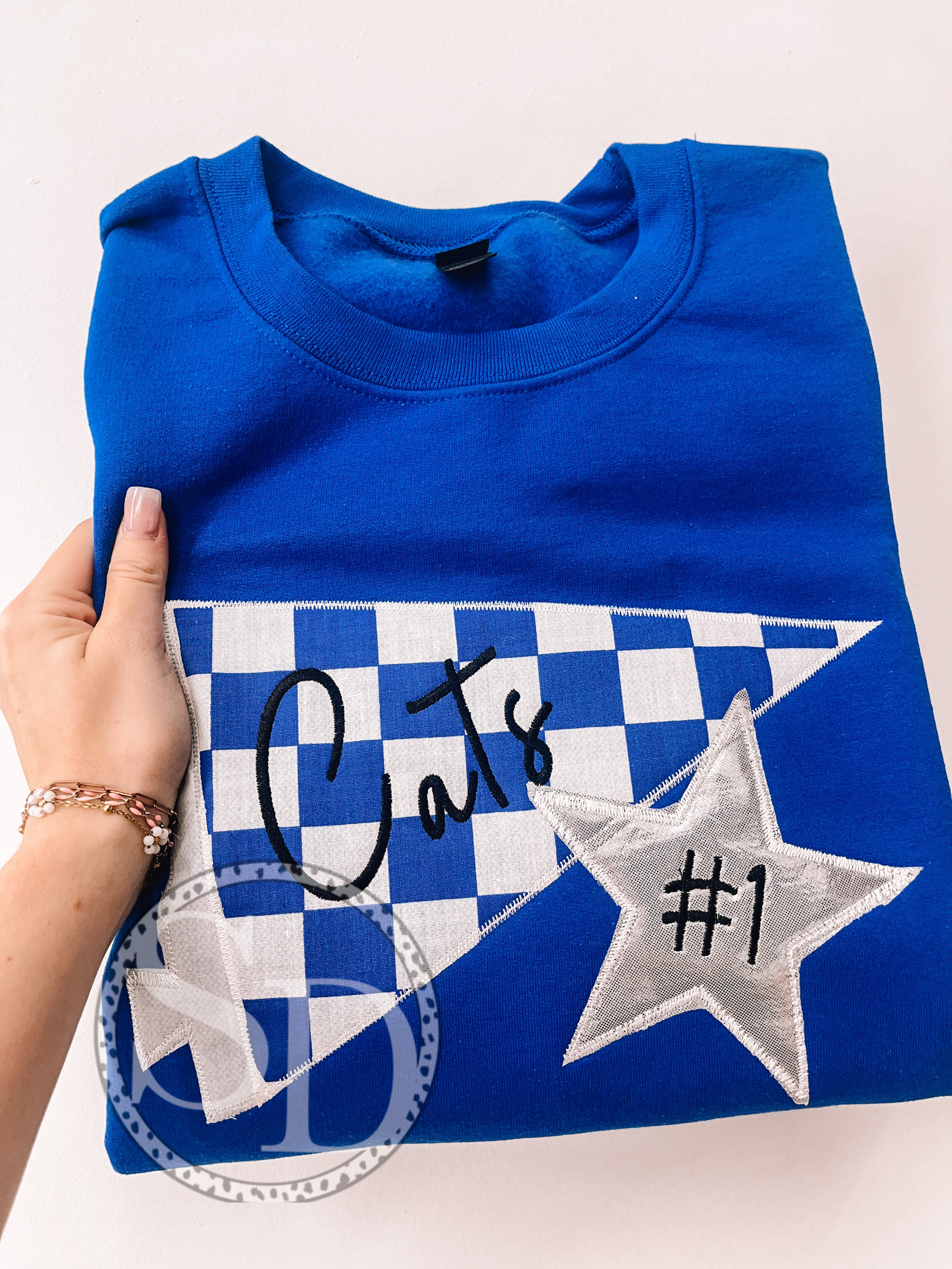 Royal CUSTOM WORD Checkered Pennant Embroidery