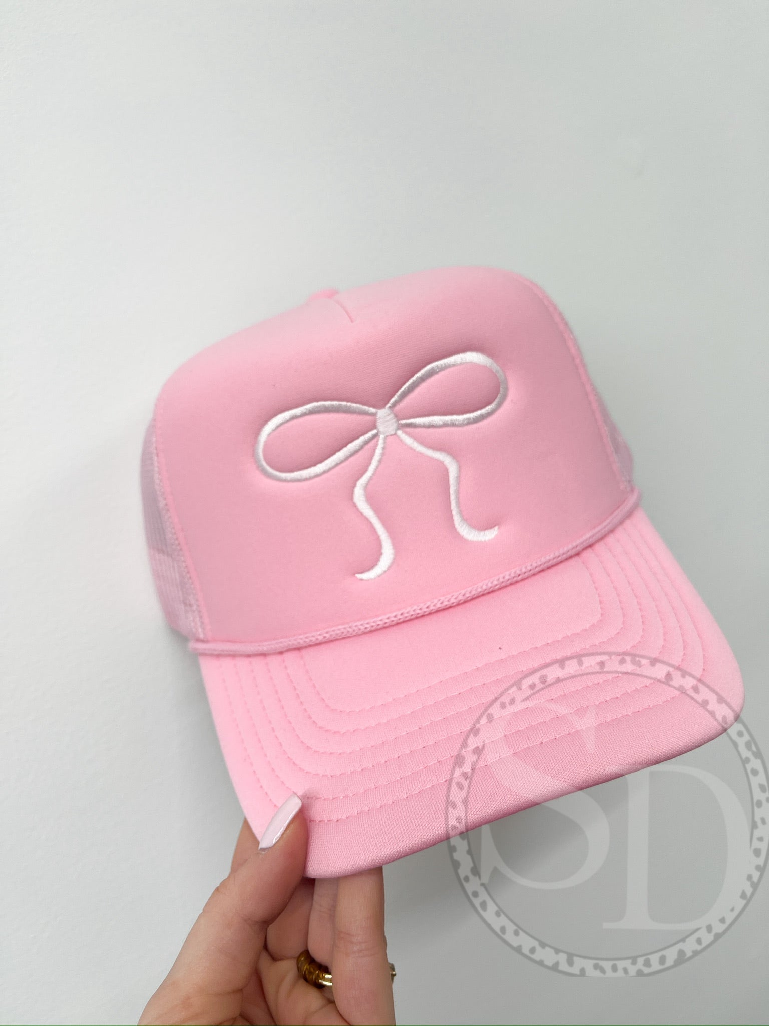 Pink Foam trucker bow embroidered hat