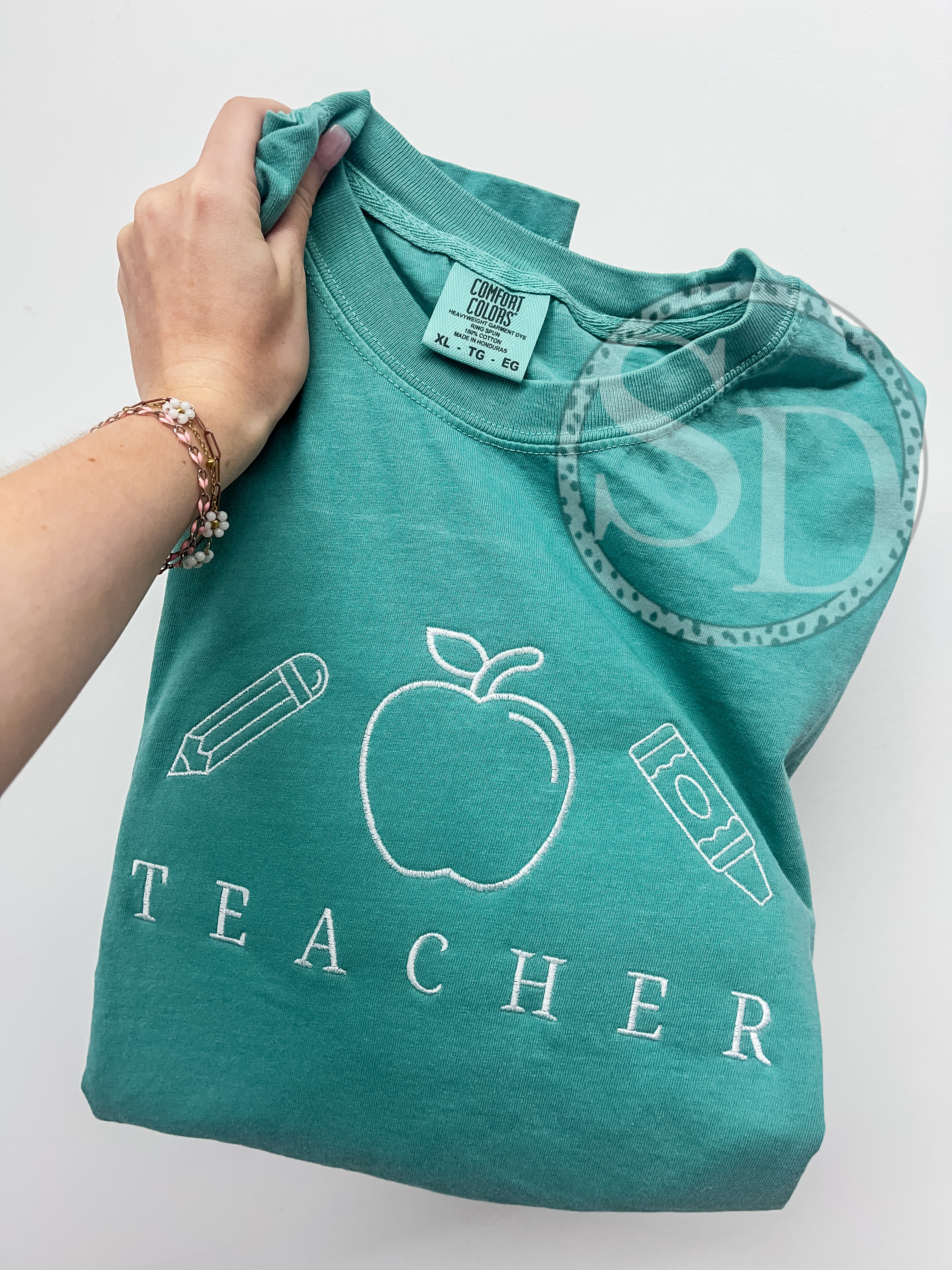 Teach embroidered icon Comfort Colors tee