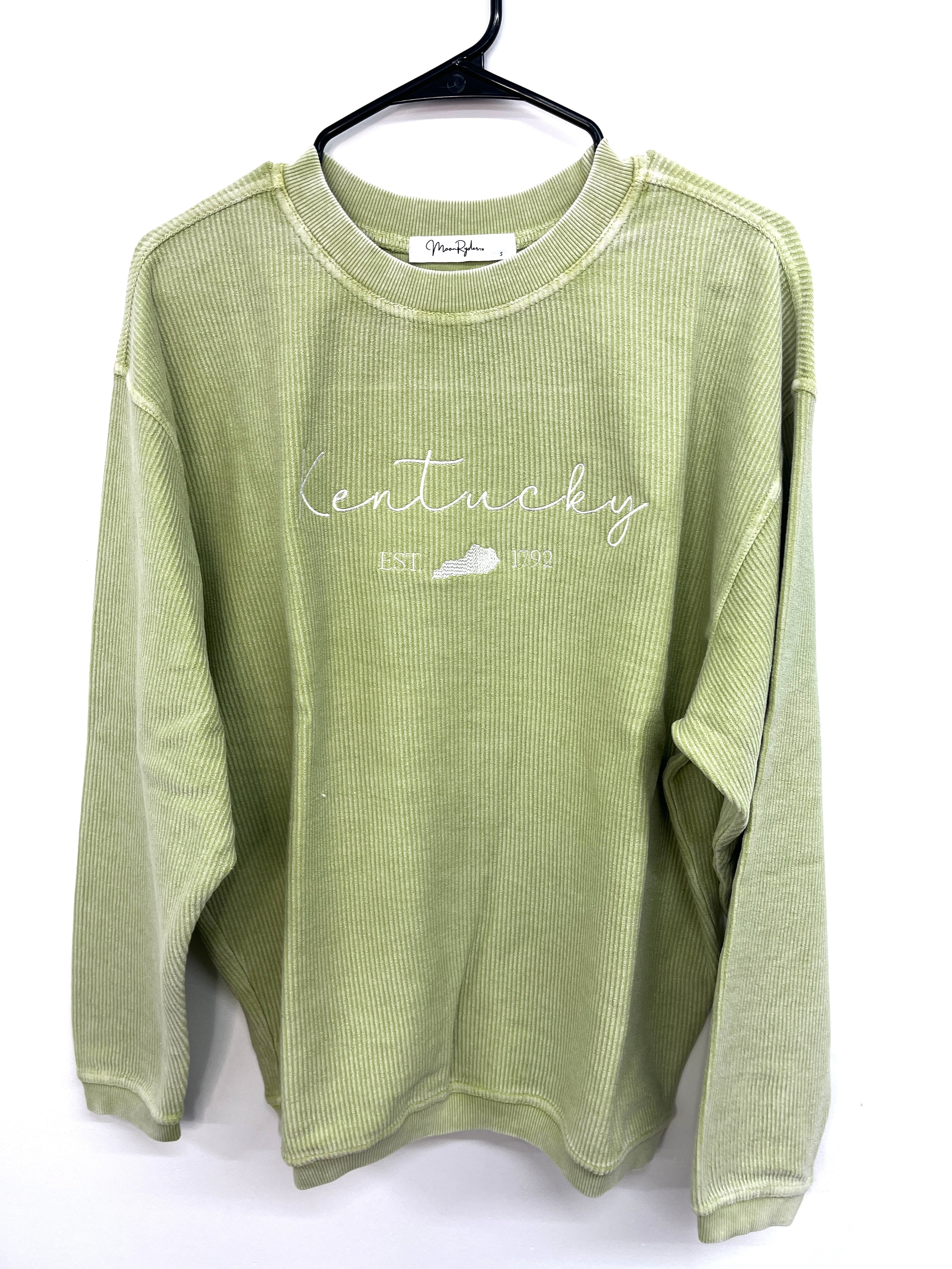 Green OVERSIZED Corded embroidered Sweatshirt