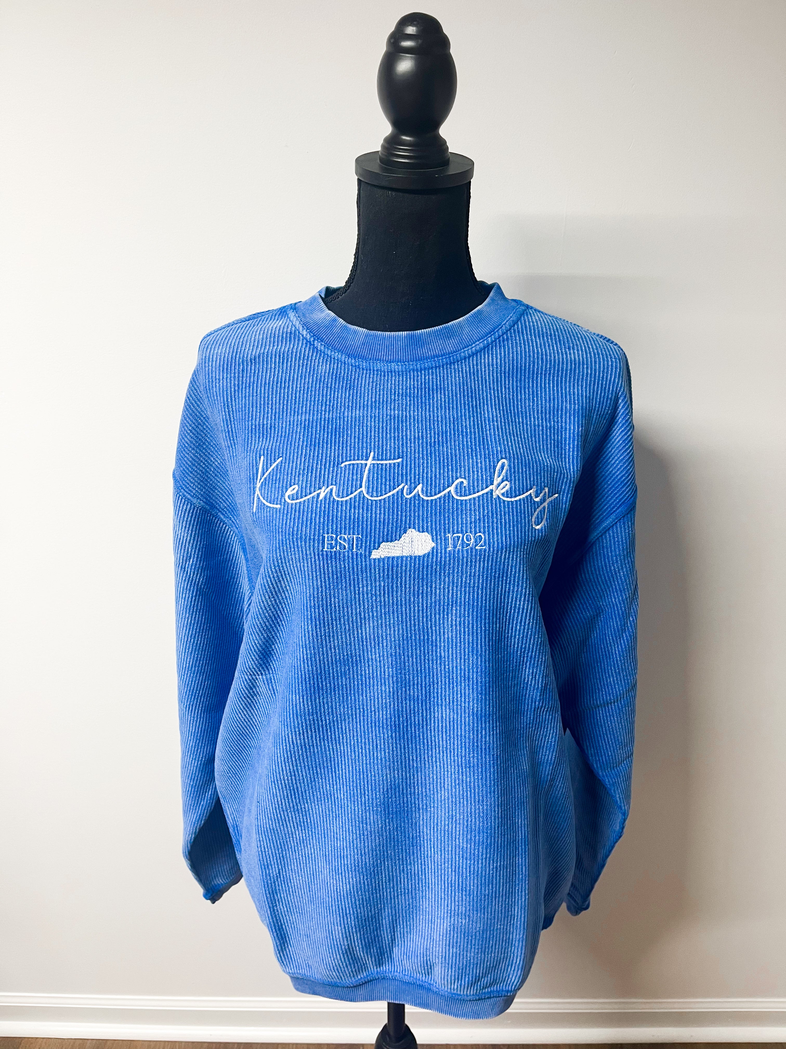 Blue OVERSIZED Corded embroidered Sweatshirt