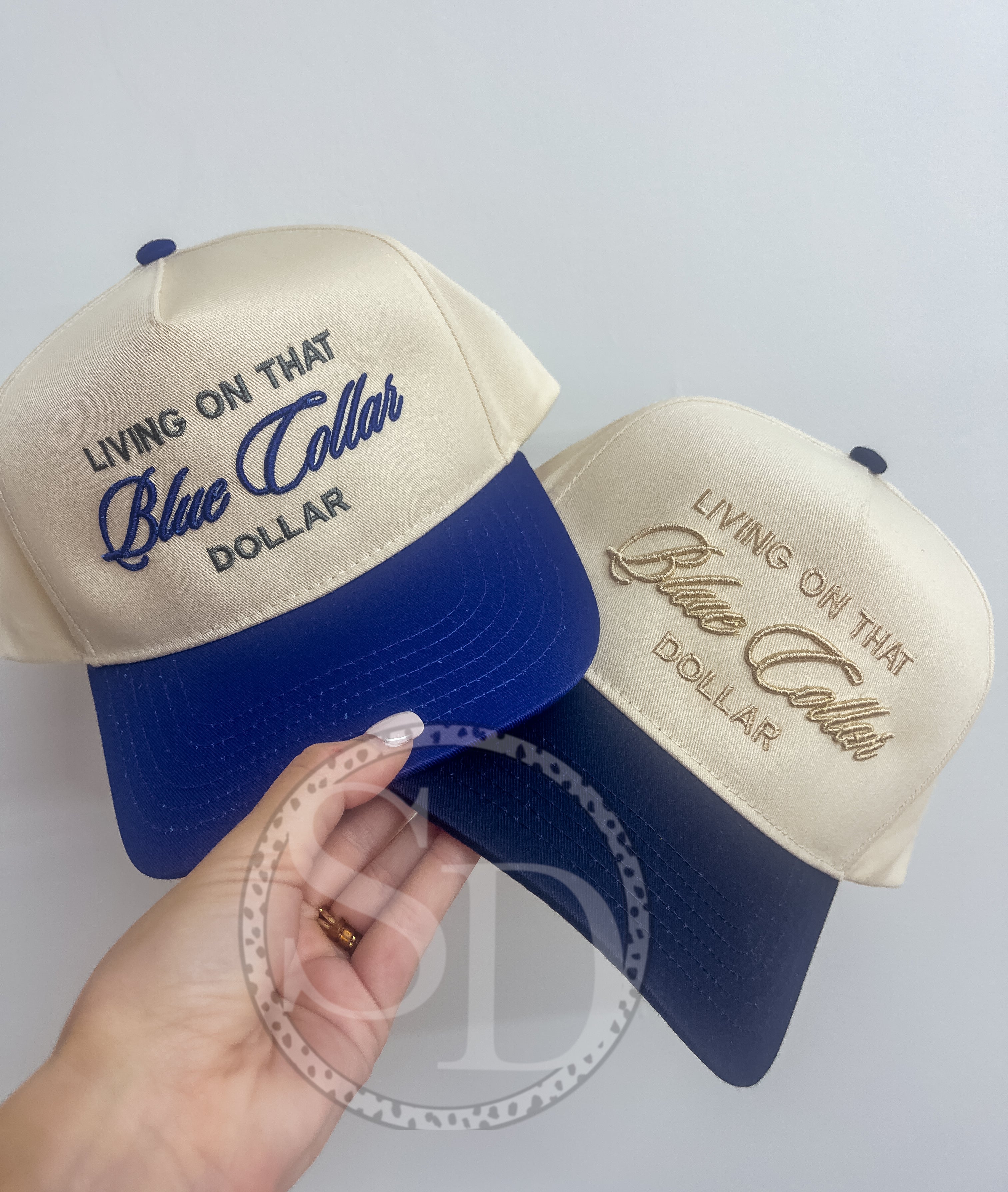 Living on that Blue Collar Dollar embroidered hat