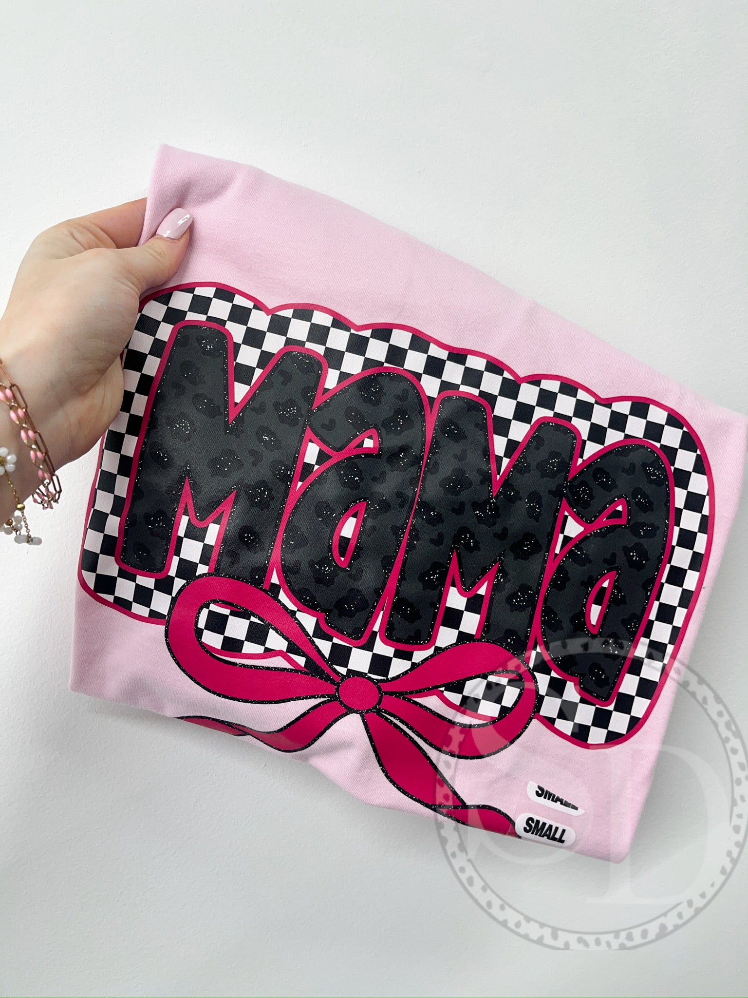 Pink mama checkered gildan softstyle tee