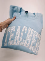 Load image into Gallery viewer, Light Blue Chinoiserie Appliqué Bella Canvas TEE
