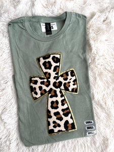 Sage Cross Chenille Tee