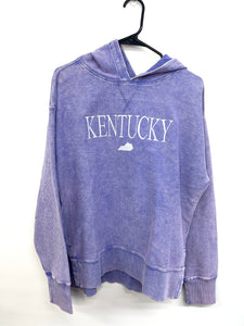 Purple Corded embroidered thin hoodie (white thread)