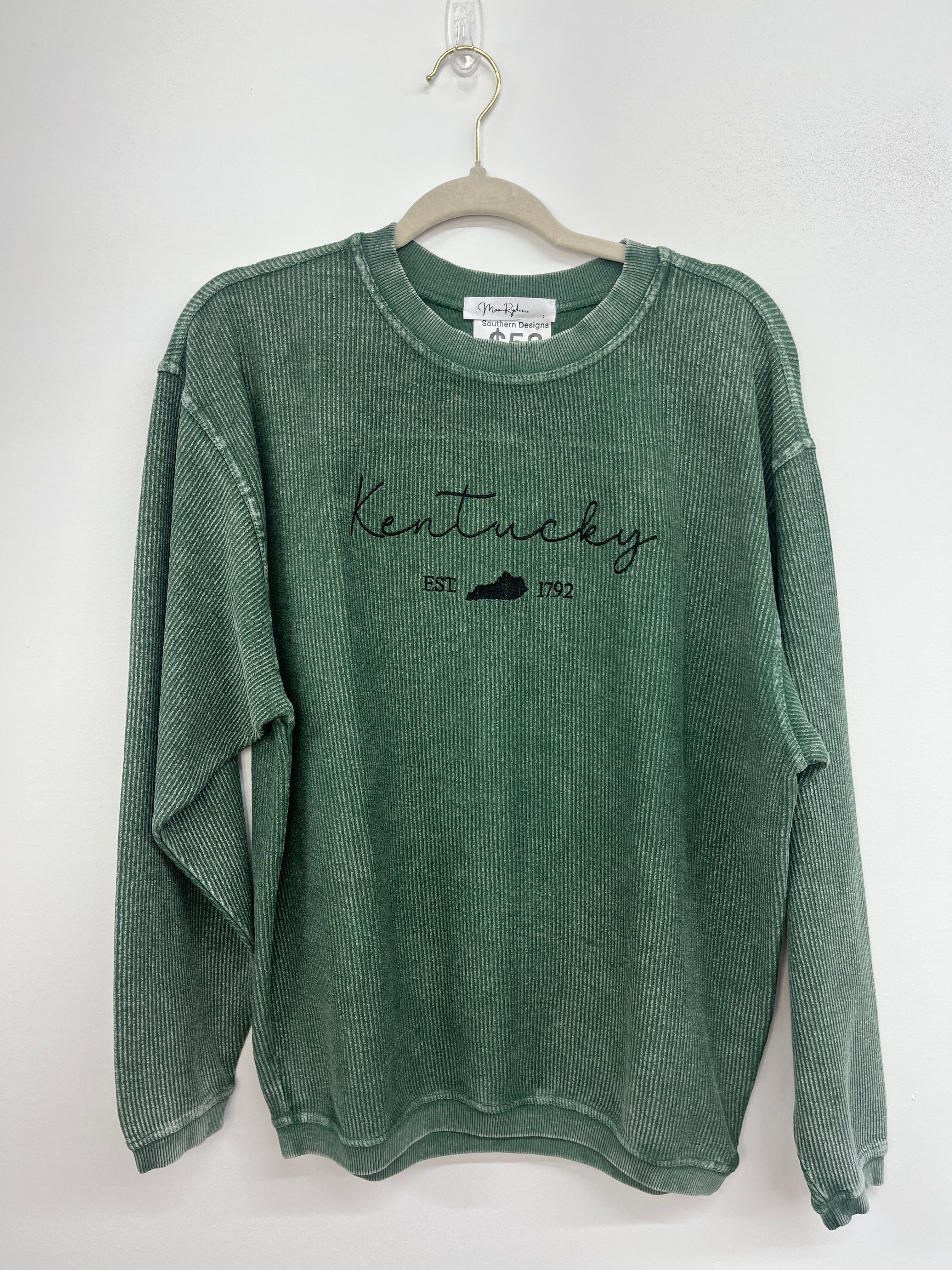 Dark Green OVERSIZED Corded embroidered Sweatshirt
