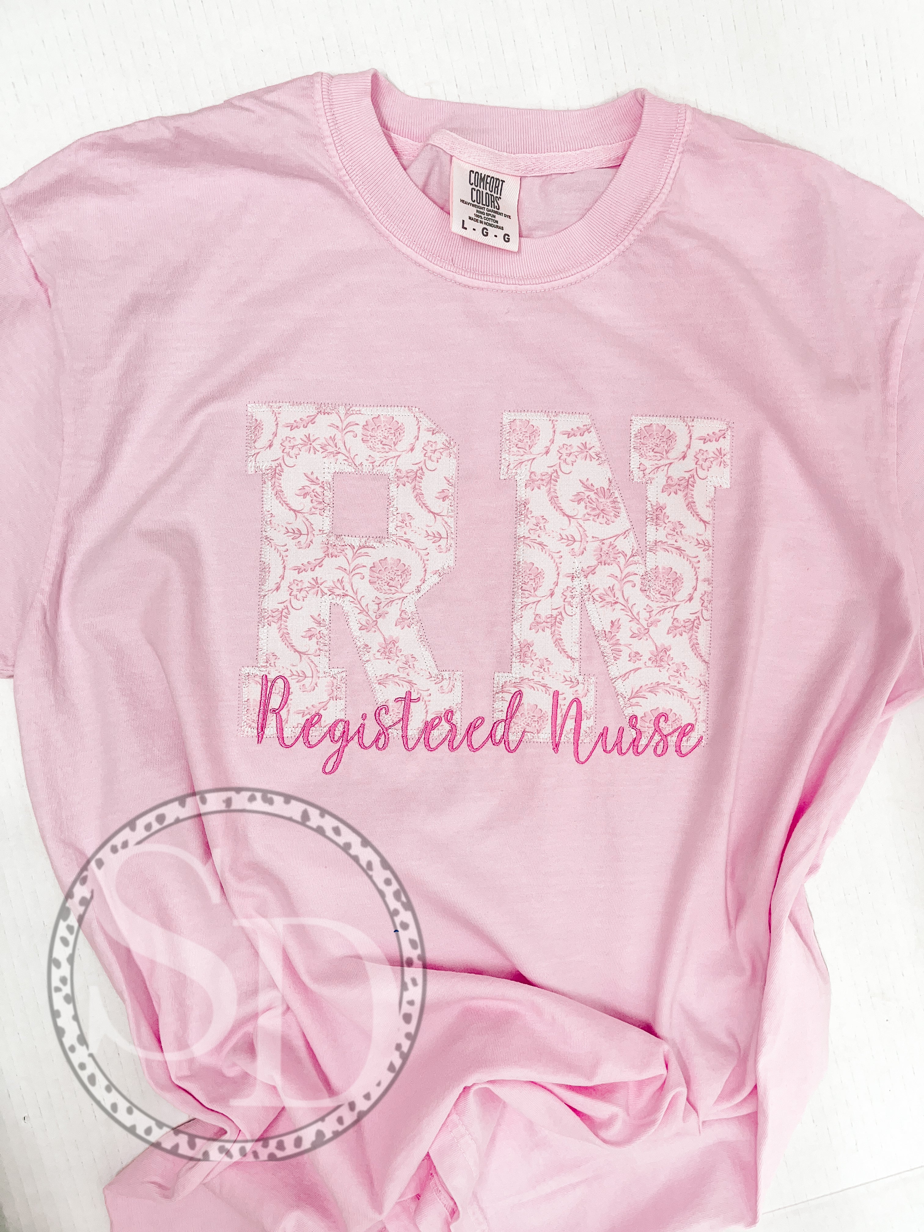 Comfort colors custom TEE Light PINK Chinoiserie