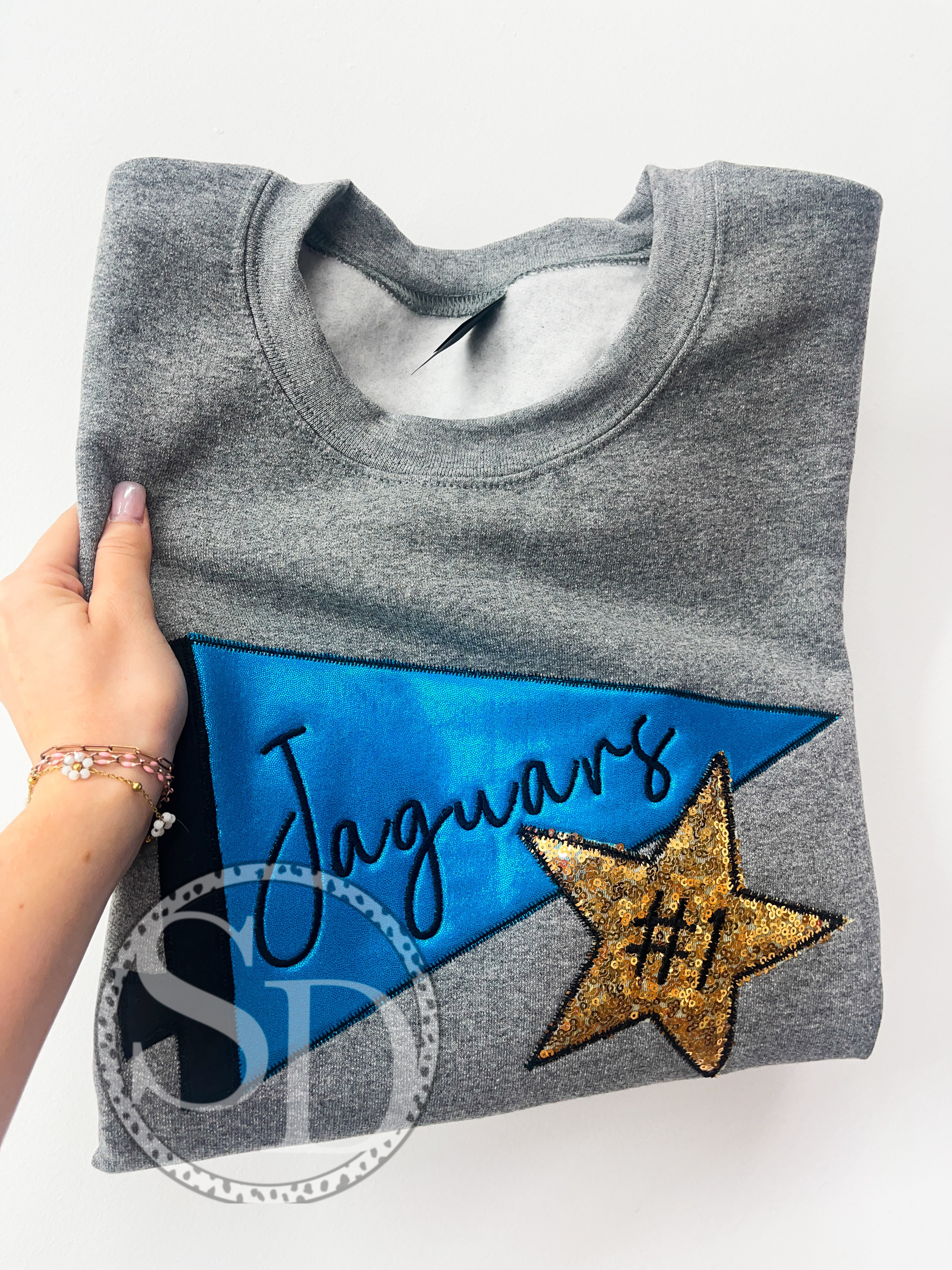 Jaguars Checkered Pennant Embroidery