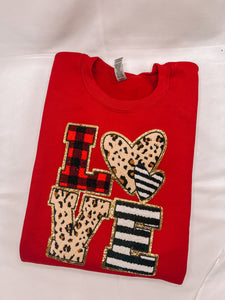 Red LOVE Chenille Sweatshirt