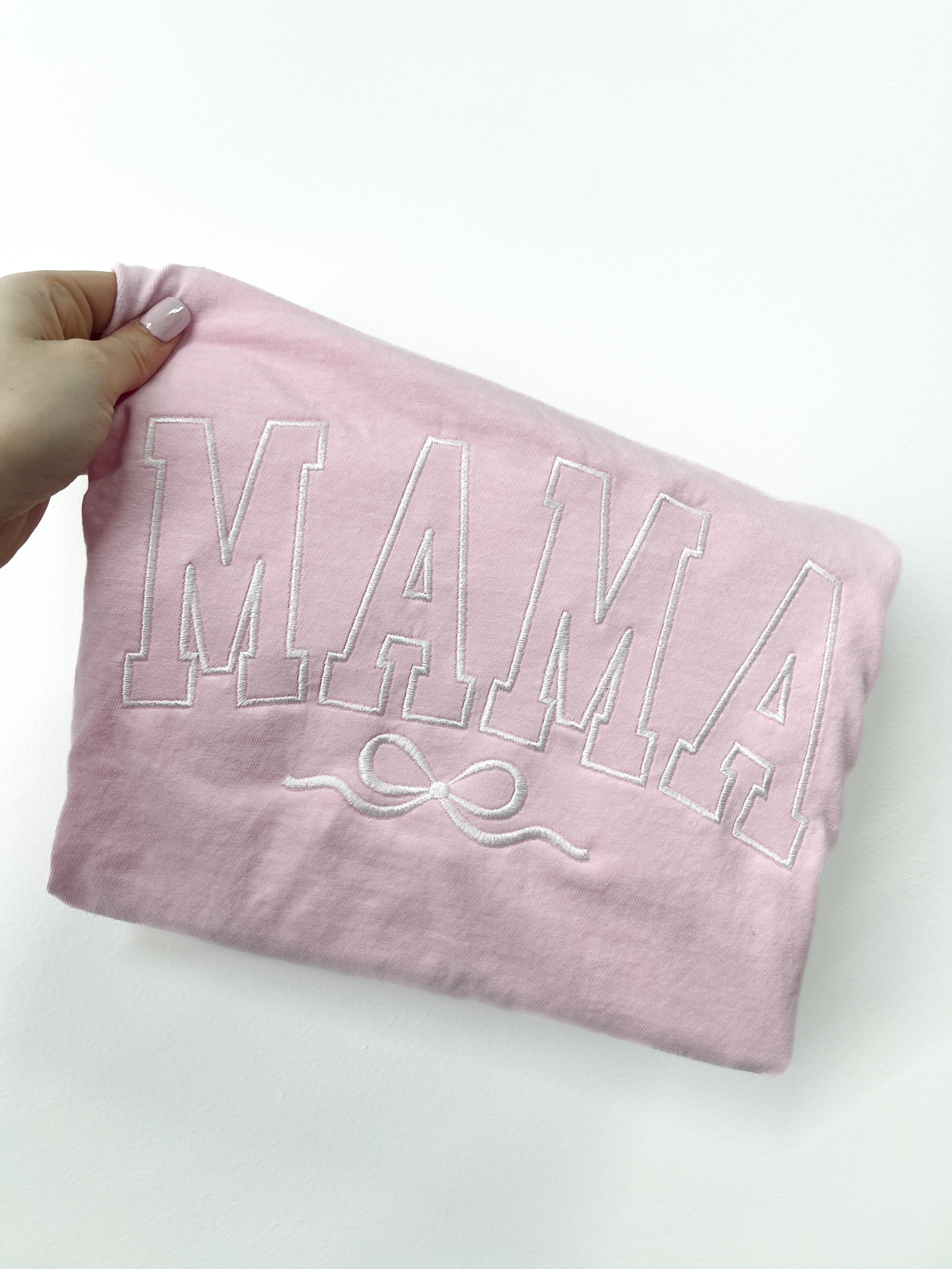 Mama Bow Embroidered Confort Colors tee