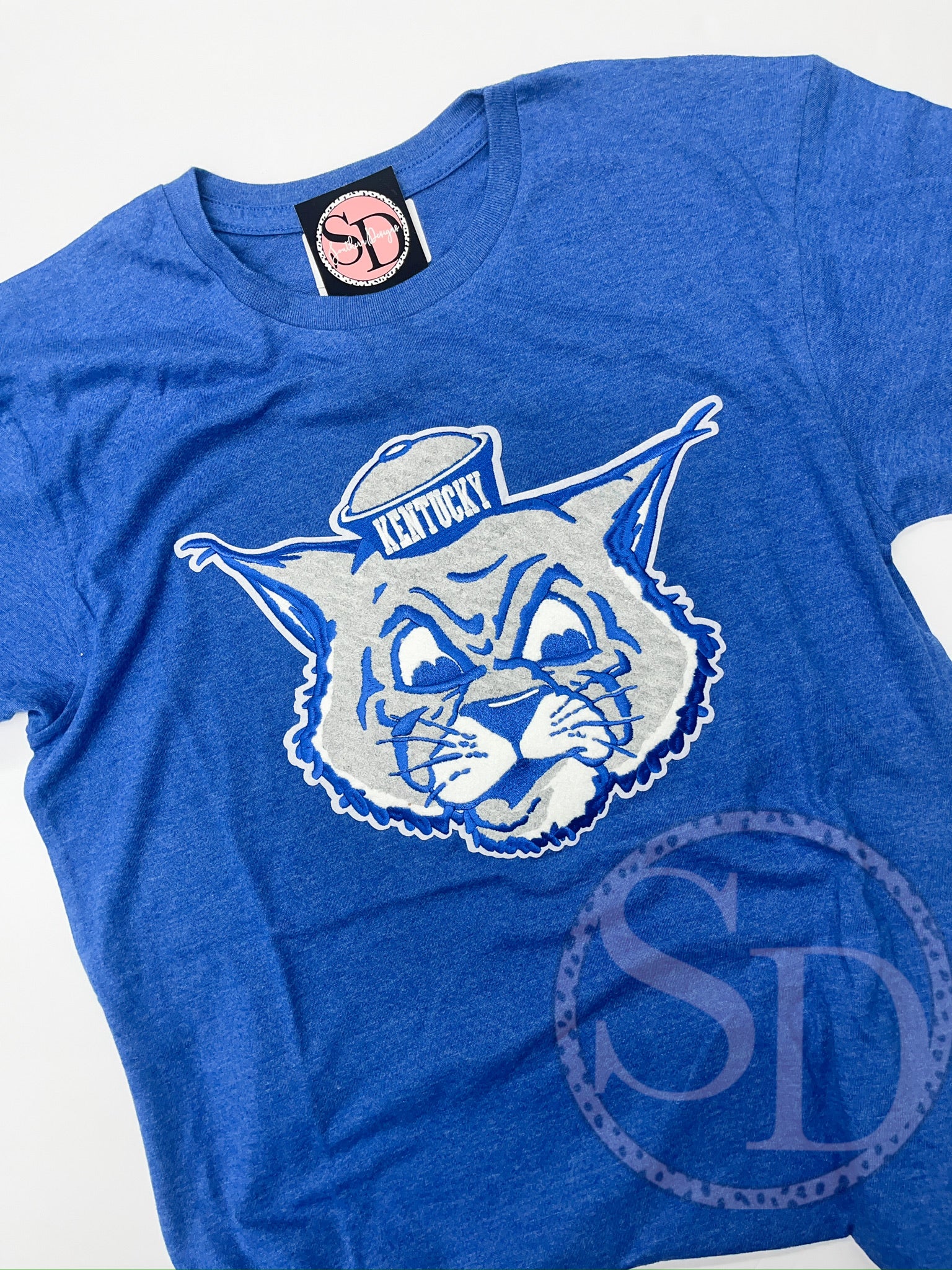 Retro Wildcat Chenille Heather Blue tee