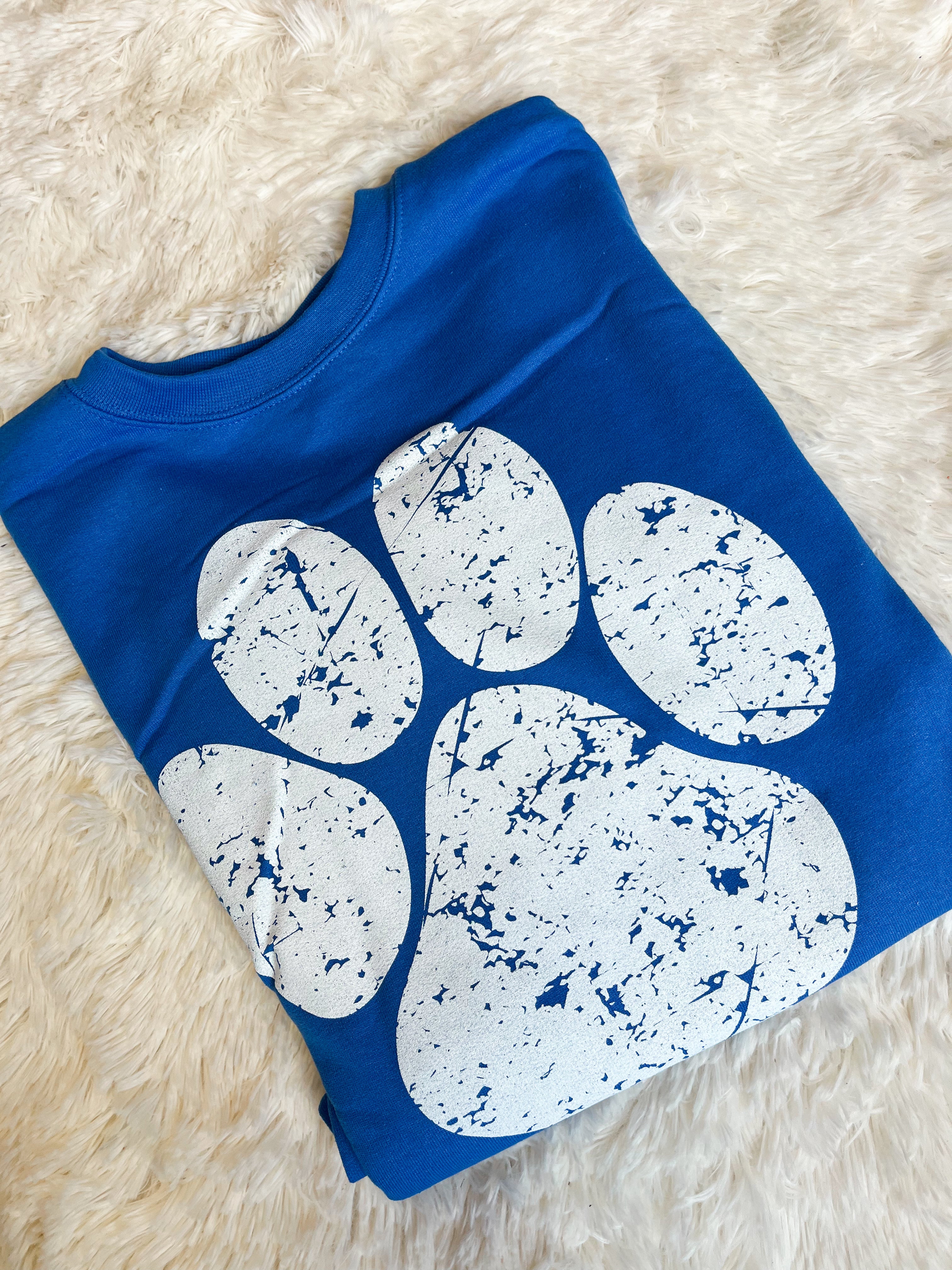 Blue Paw Print Fleece Pullover