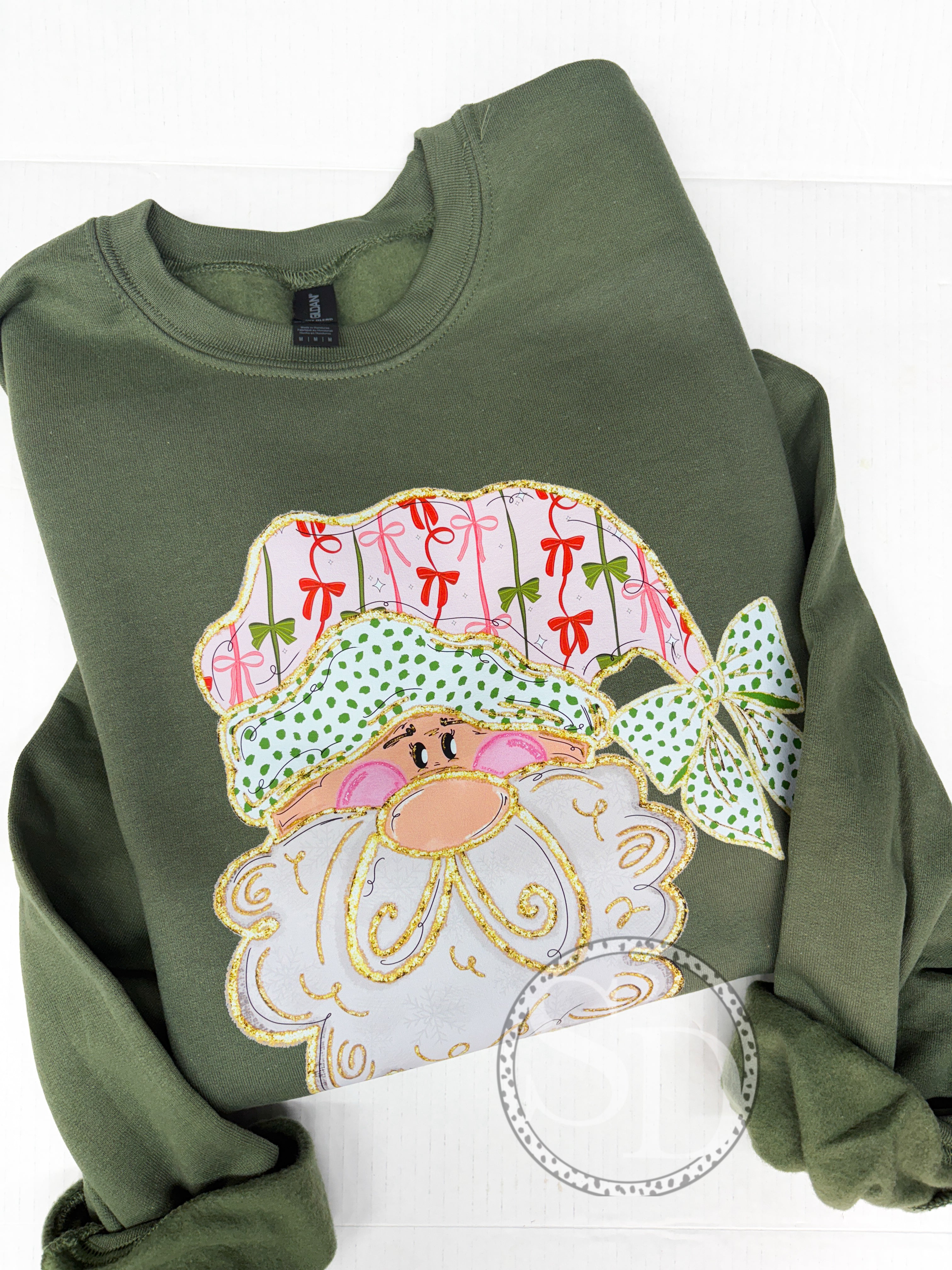 Preppy Santa Bow Sweatshirt