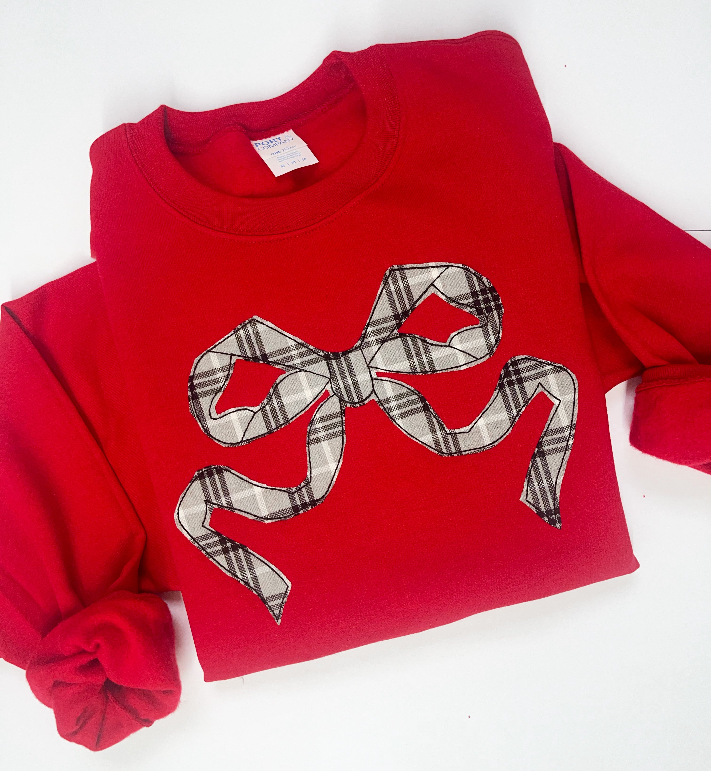 Red Plaid Bow Sweatshirt