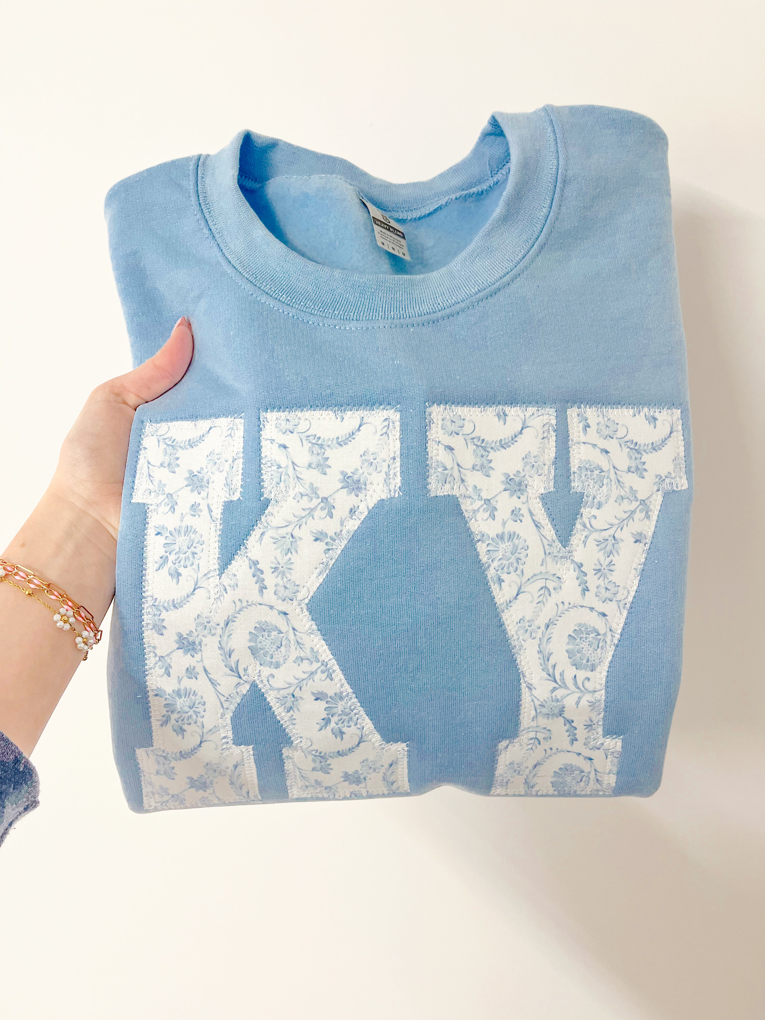 Light Blue Chinoiserie Appliqué Bella Canvas TEE