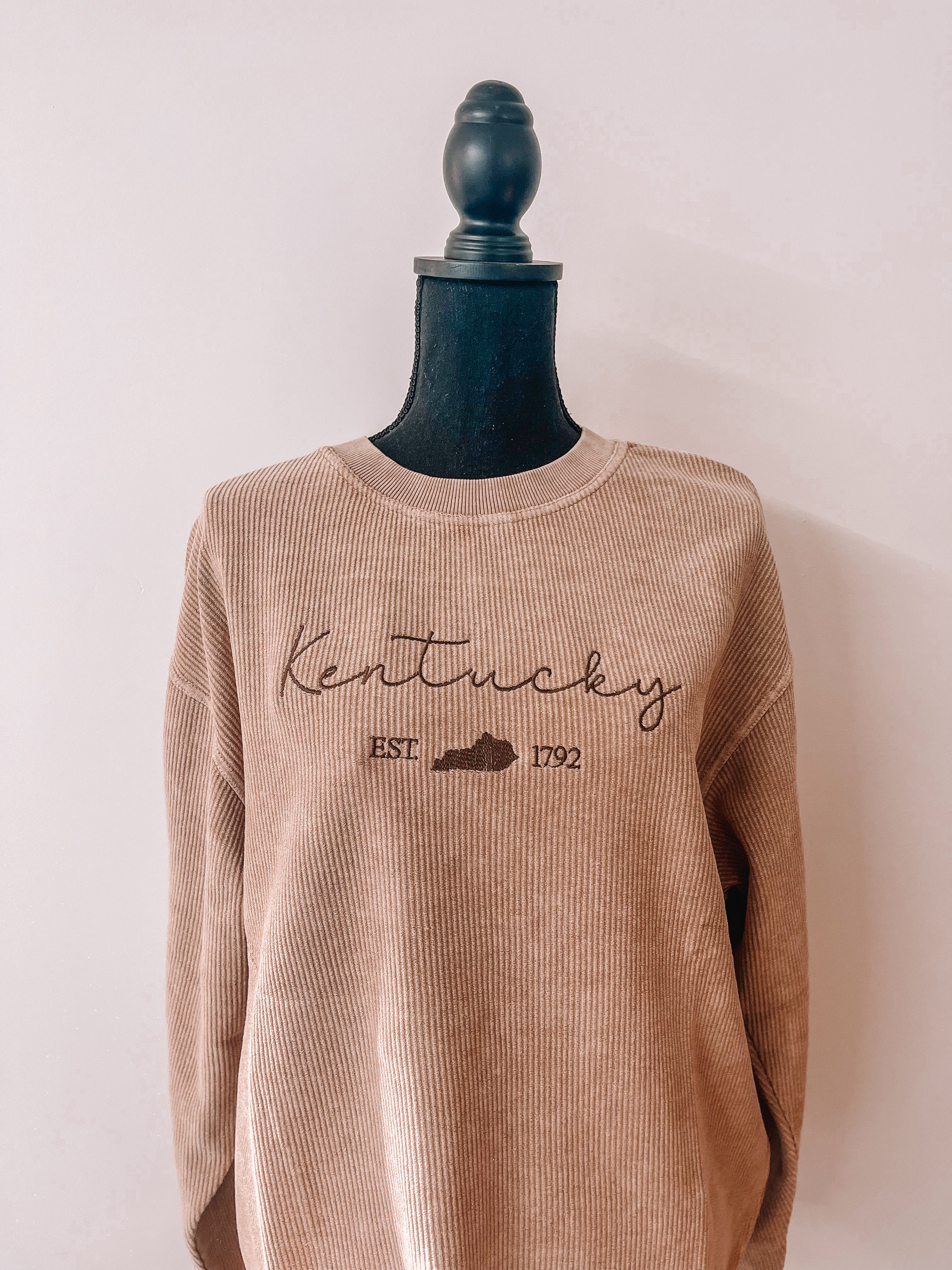 Dark TAN OVERSIZED Corded embroidered Sweatshirt