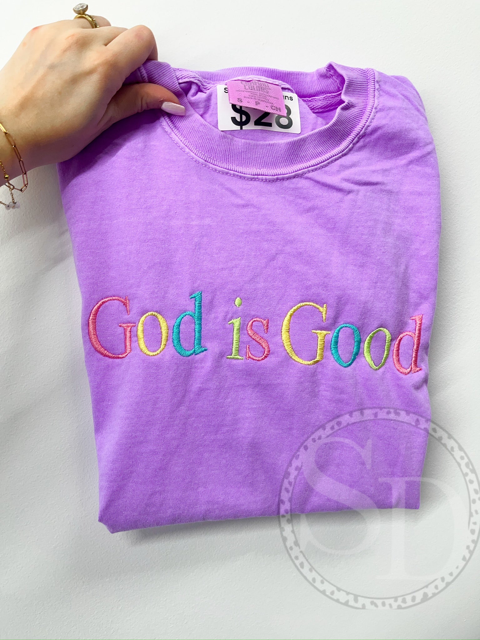 God is Good embroidered Comfort Colors tee