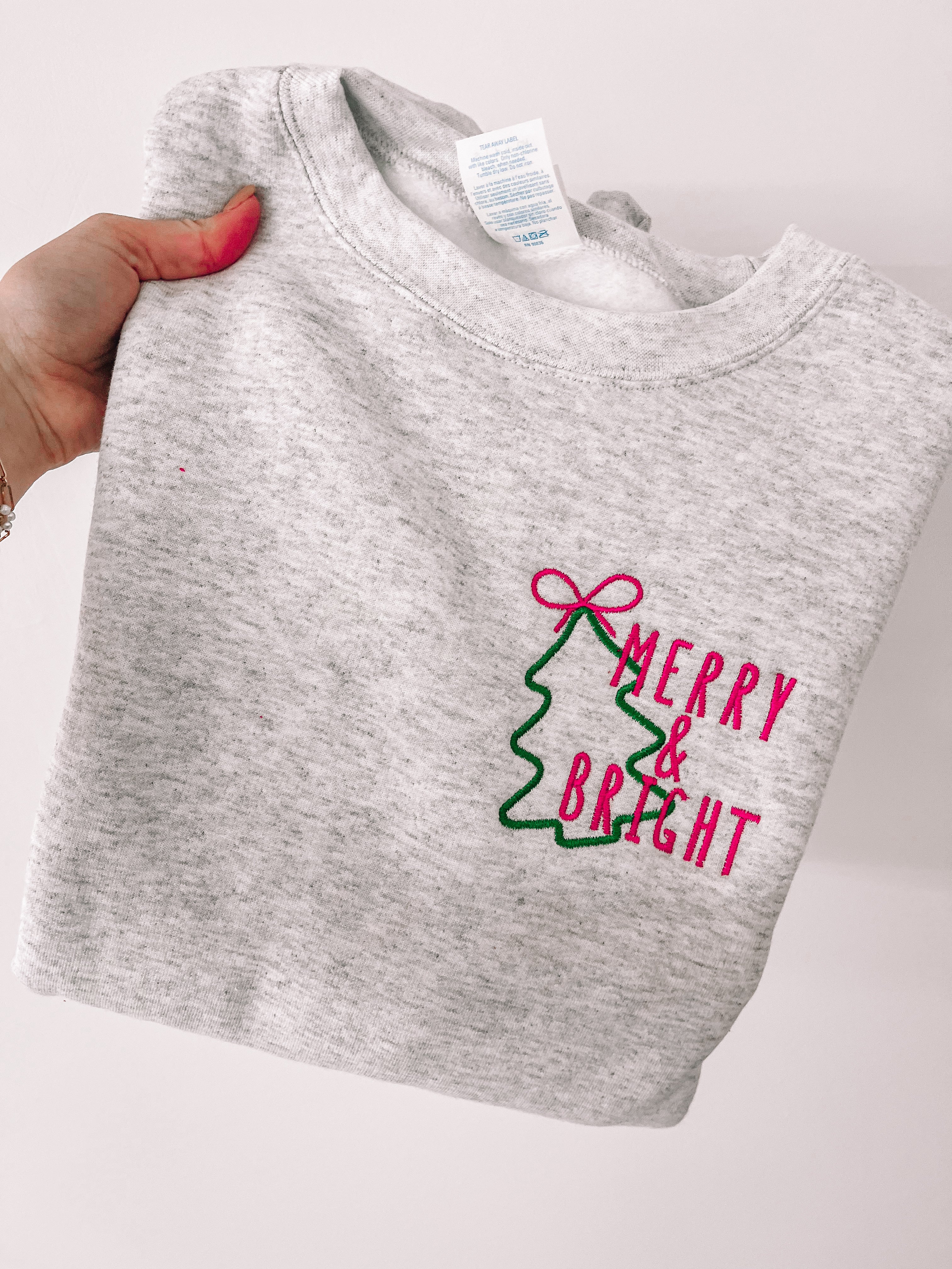 Merry & Bright Embroidered  Sweatshirt