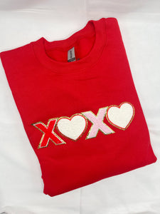 Red XOXO Chenille Sweatshirt