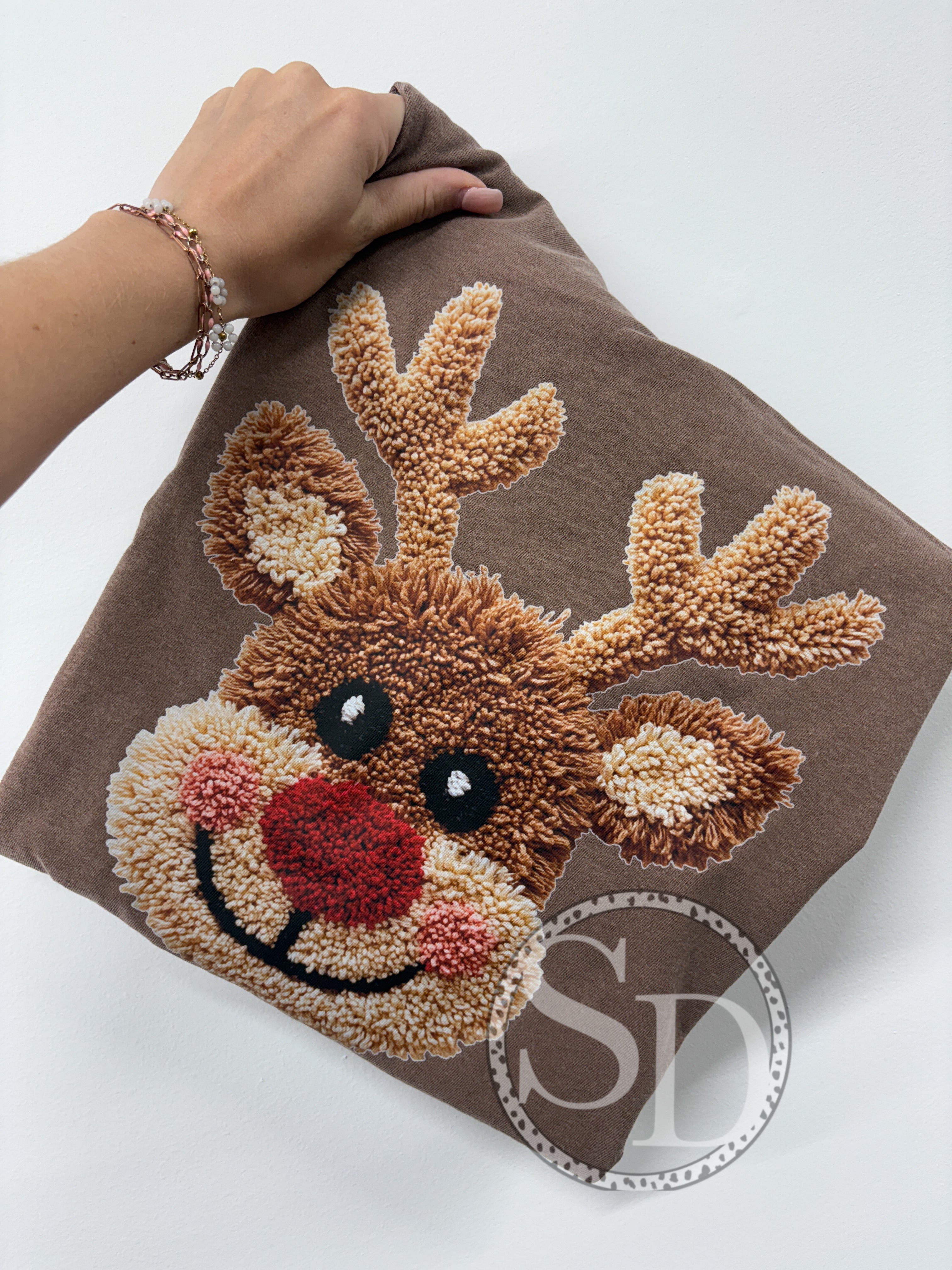 Reindeer faux yarn Comfort Colors tee