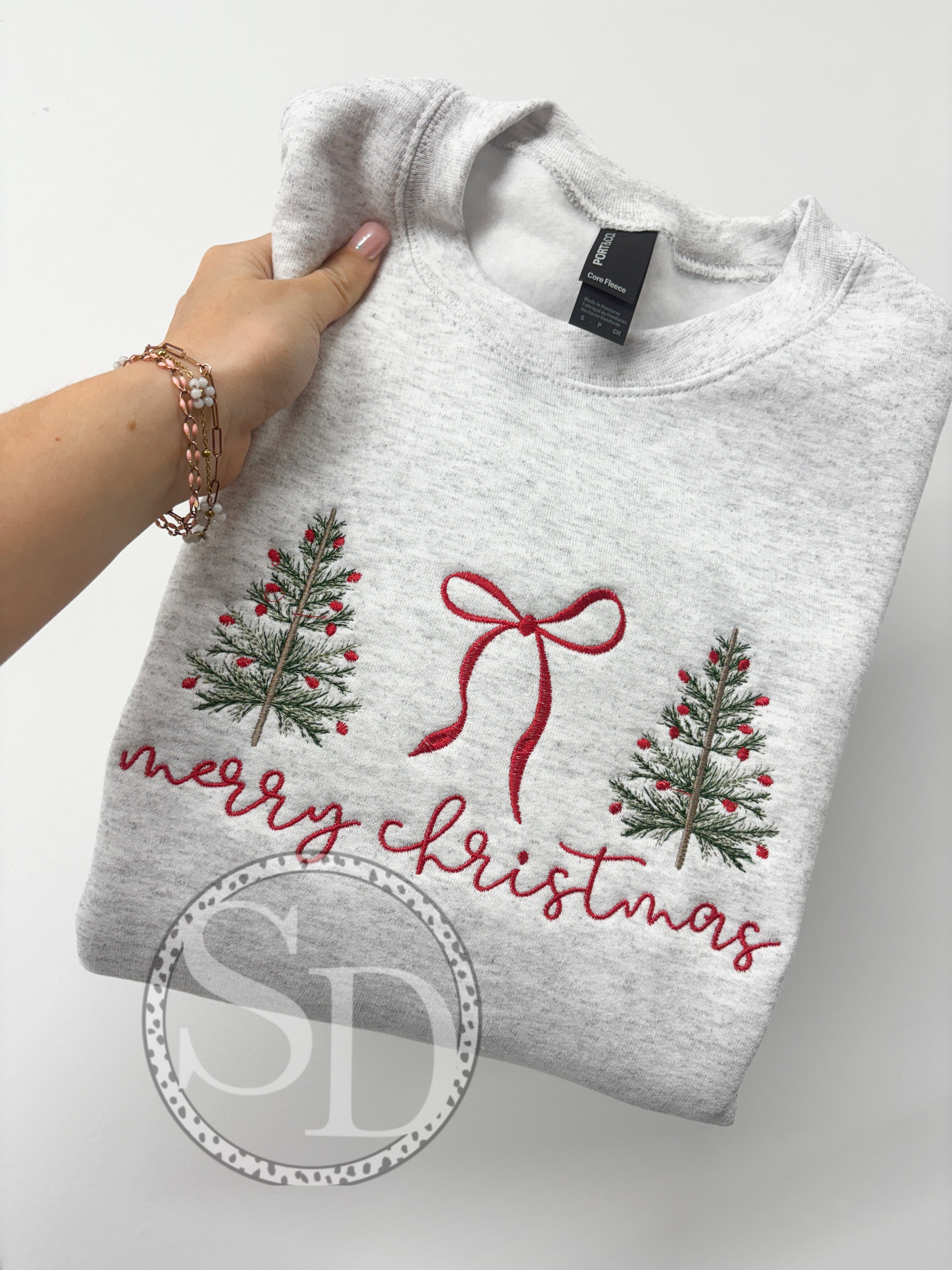 Christmas Trees Embroidered Sweatshirt