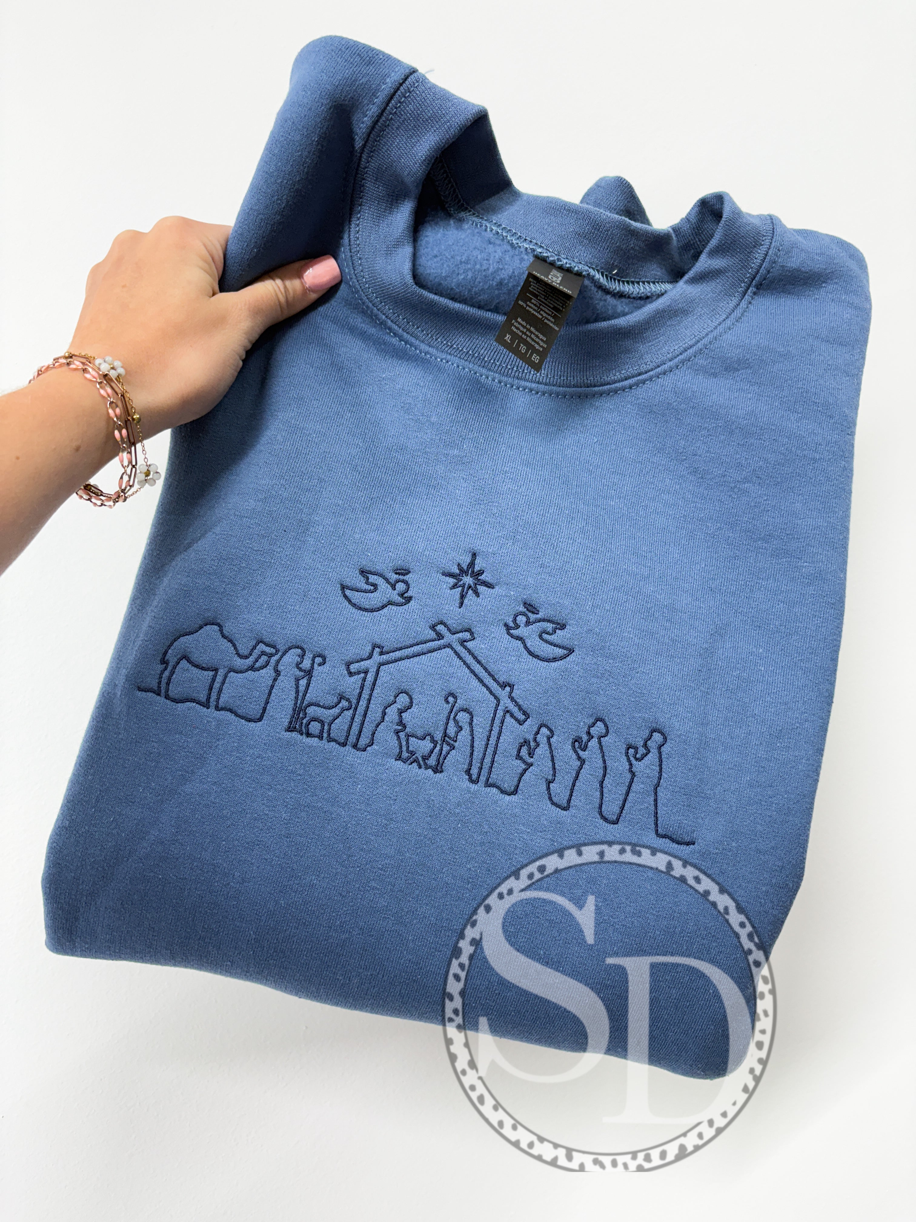 FLASH SALE Nativity Embroidered Sweatshirt