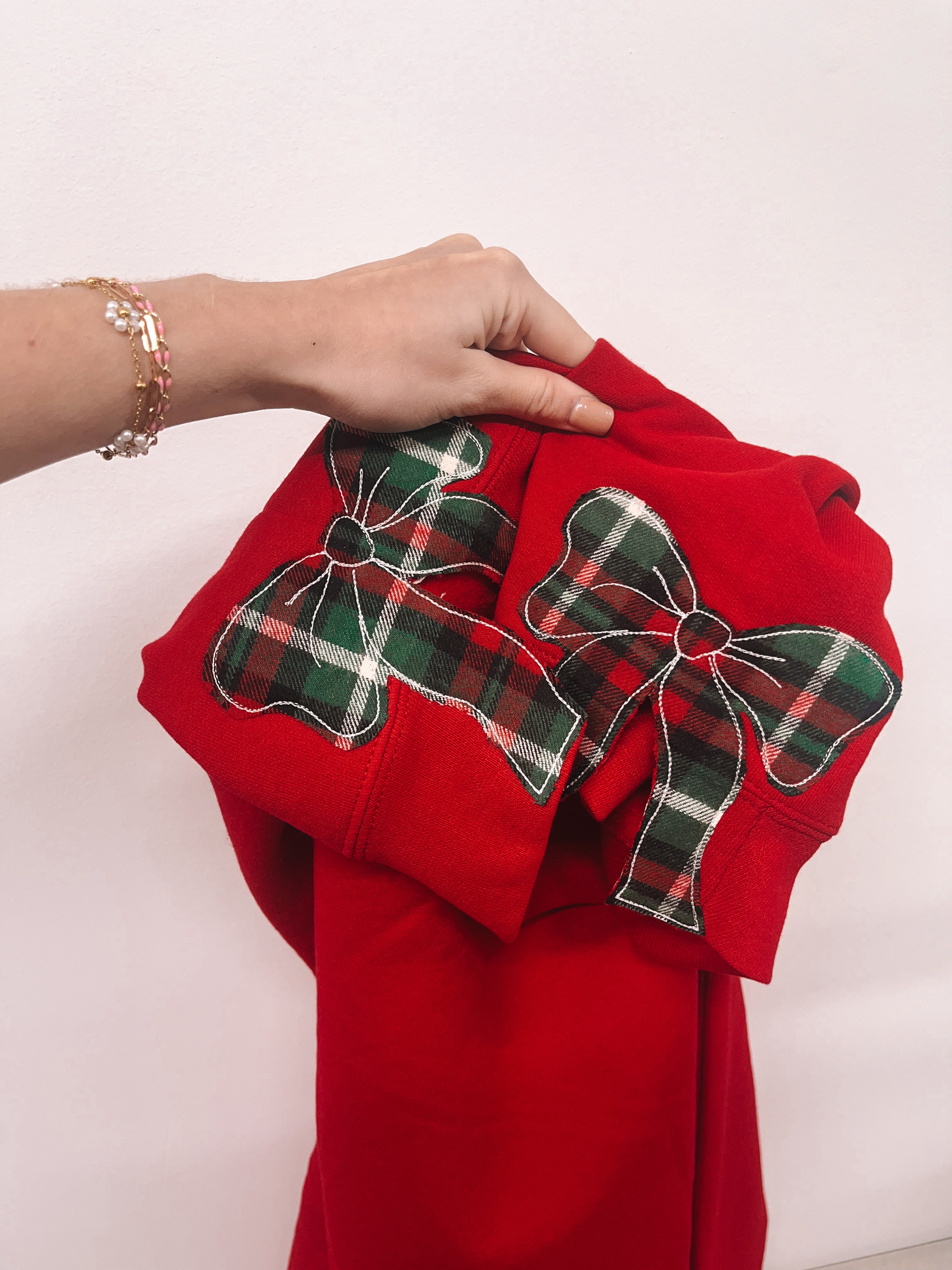 Red Merry Side Bow Sweatshirt