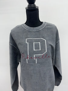 Charcoal Pikeville CORDED Embroidered Sweatshirt (size down 1 size)