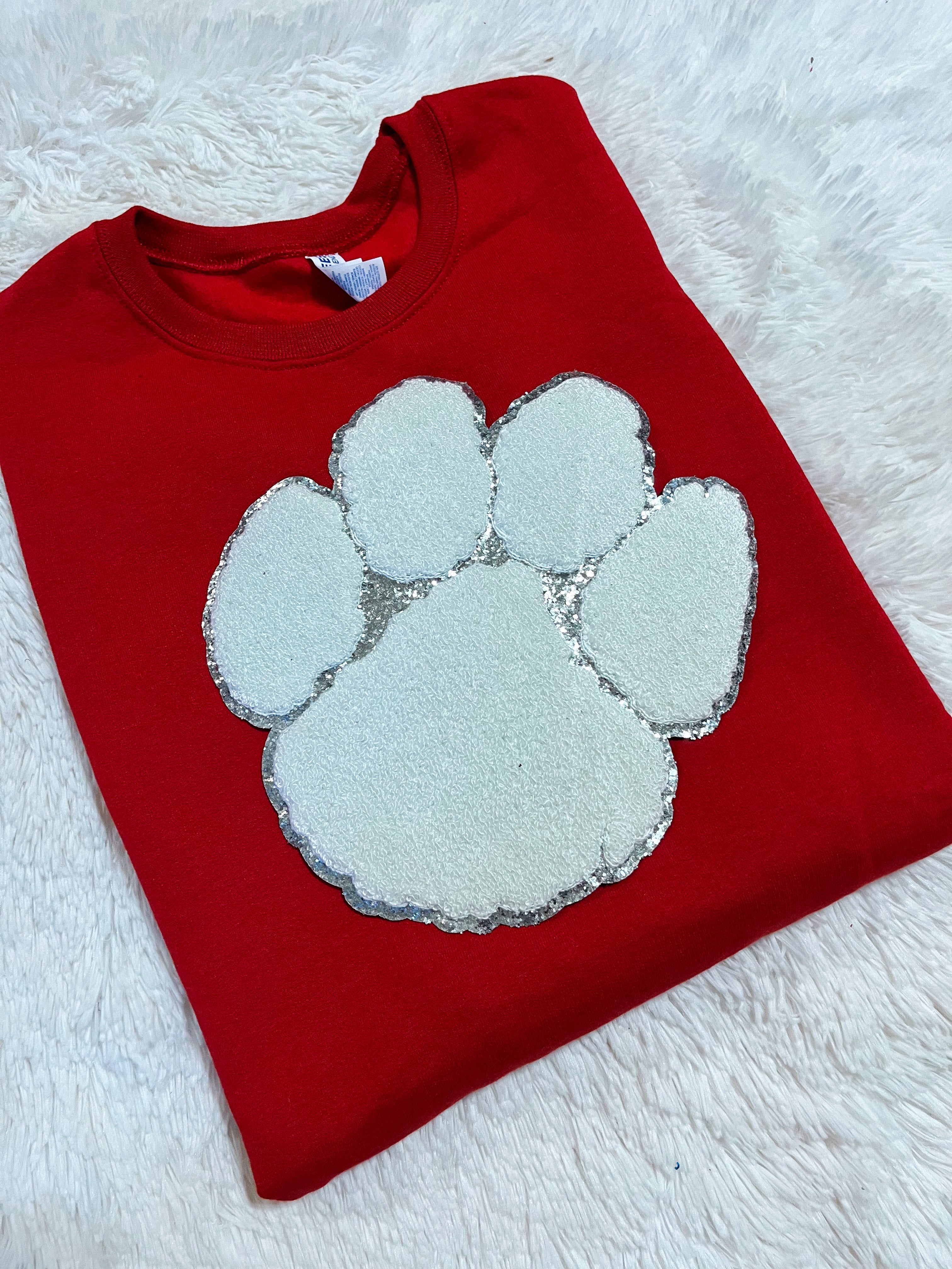 Red Paw Chenille Sweatshirt (2 WEEK TAT)