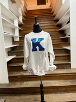 Load image into Gallery viewer, White Big K Sequin Appliqué Fleece Pullover
