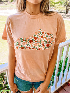 Peach Floral Appliqué Tee