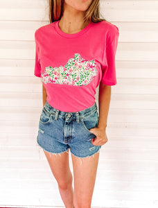 Pink Floral Appliqué Tee