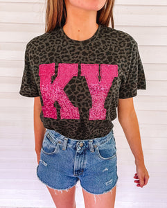 Black Leopard/Pink Sequin Tee