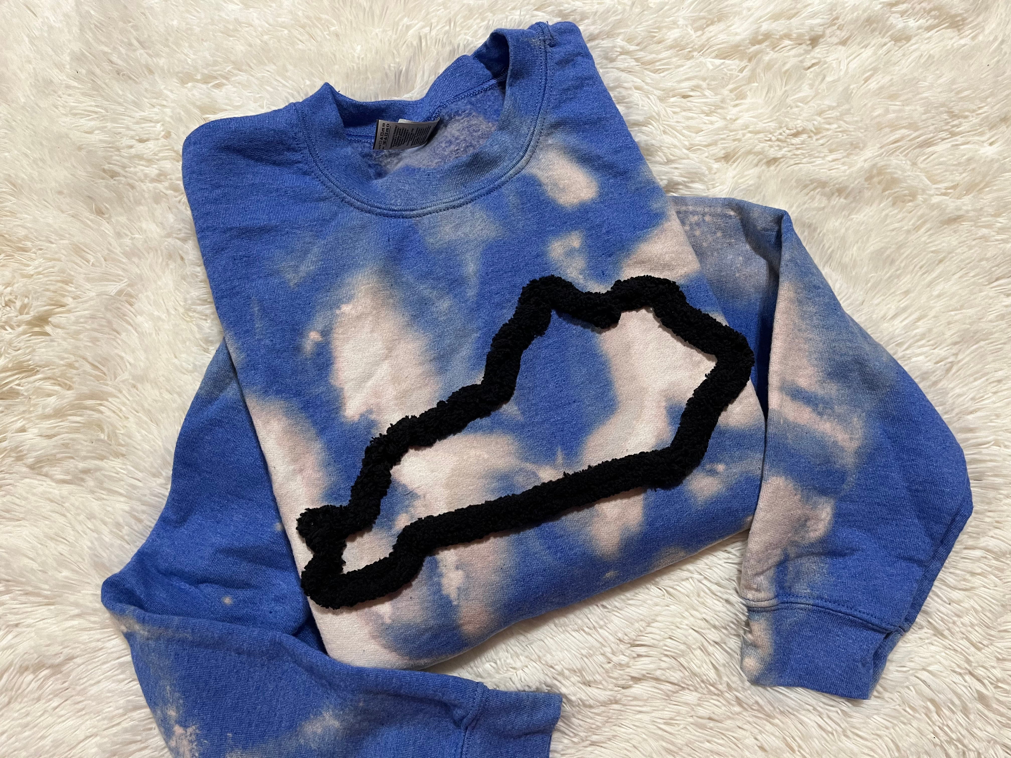 Bleach Dyed State Chenille sweatshirt PREORDER (2WEEK TAT)