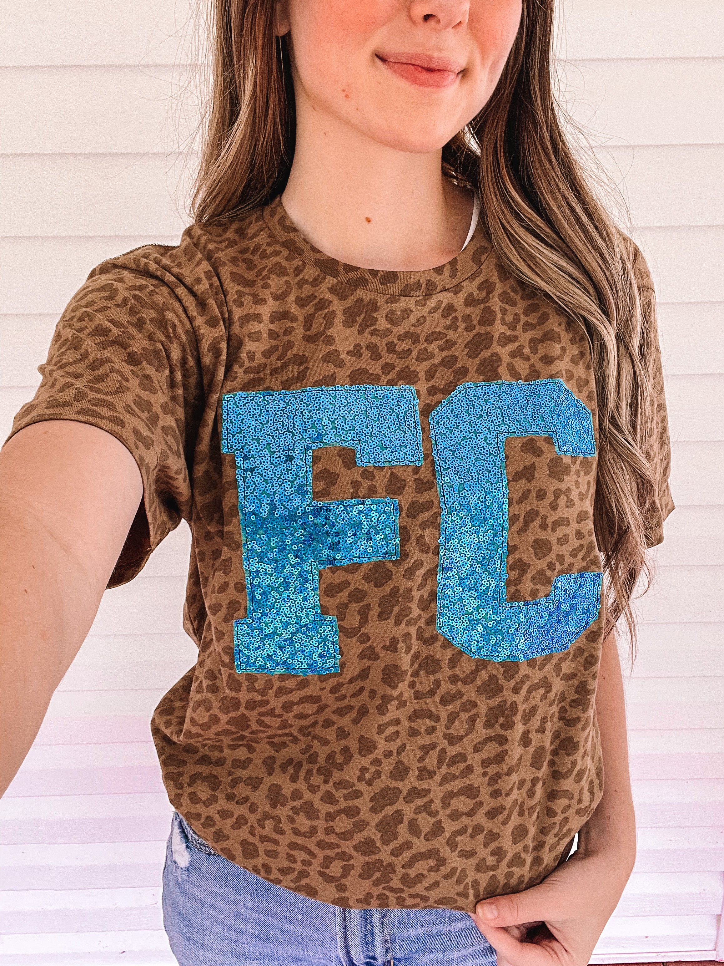 FC Leopard and Sequin tee *READY IN 2 WEEKS