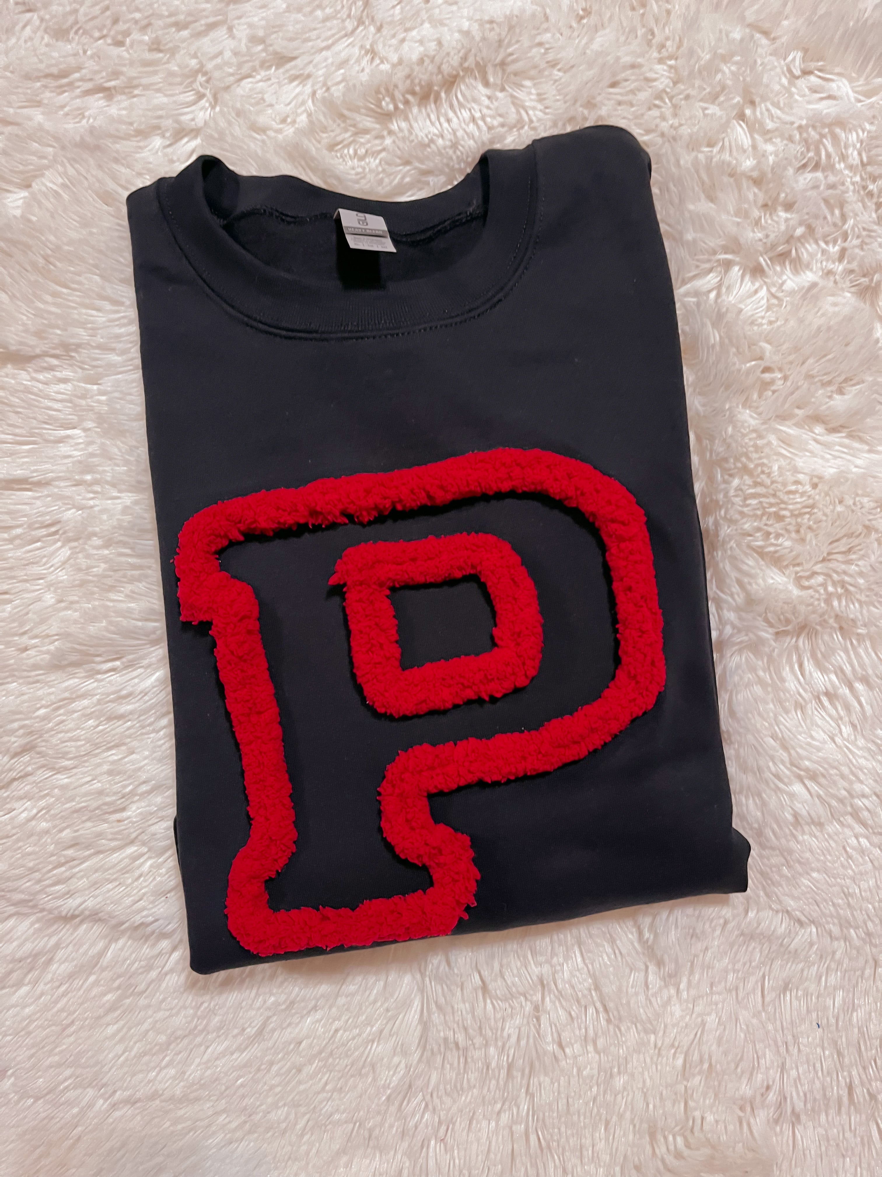 Red/Black P Chenille sweatshirt PREORDER (2 WEEK TAT)