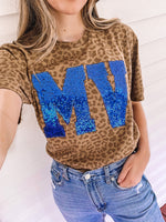 Load image into Gallery viewer, MV Leopard and Sequin tee *READY IN 2 WEEKS
