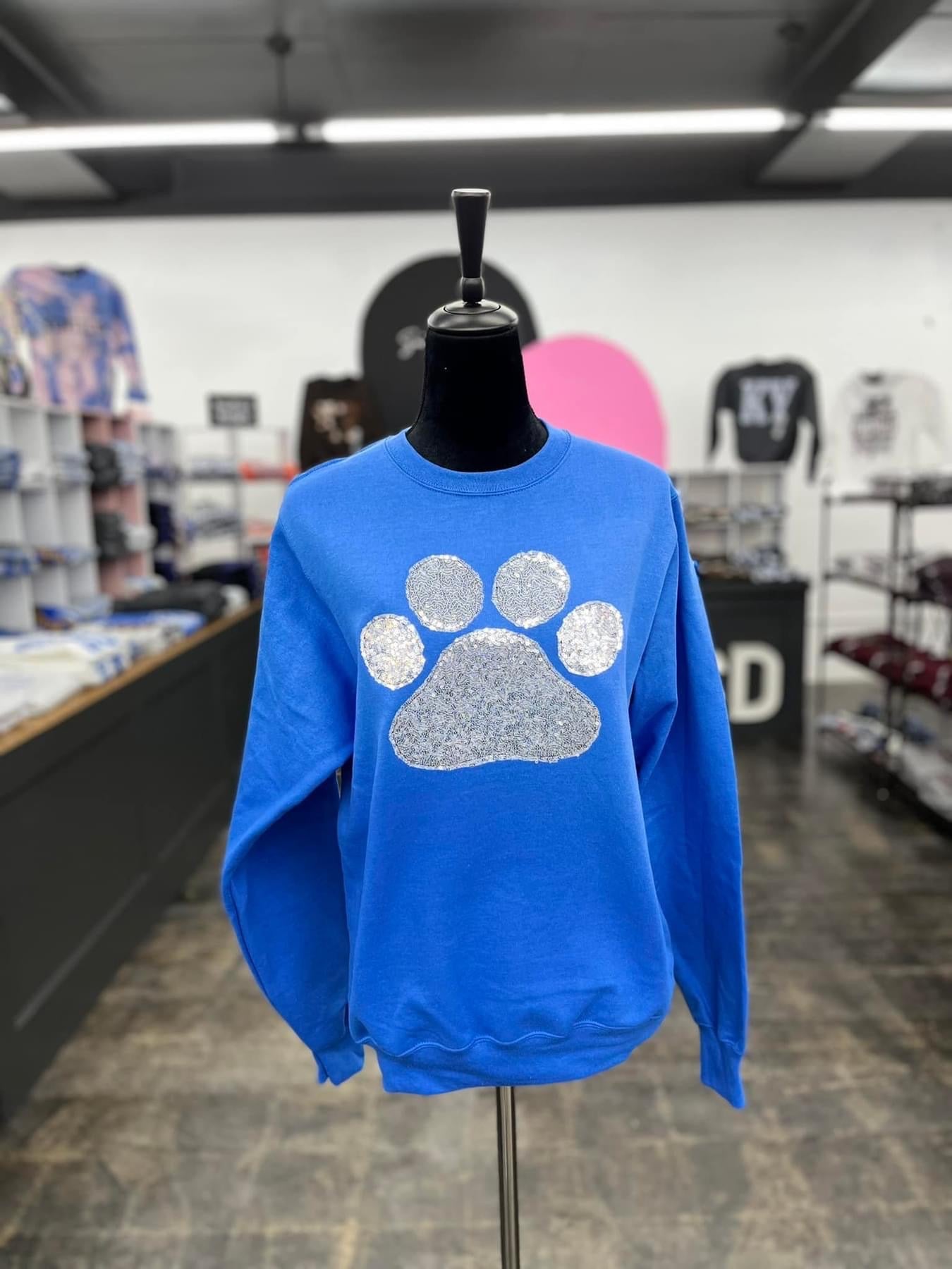 Silver Paw Print Appliqué Fleece Pullover