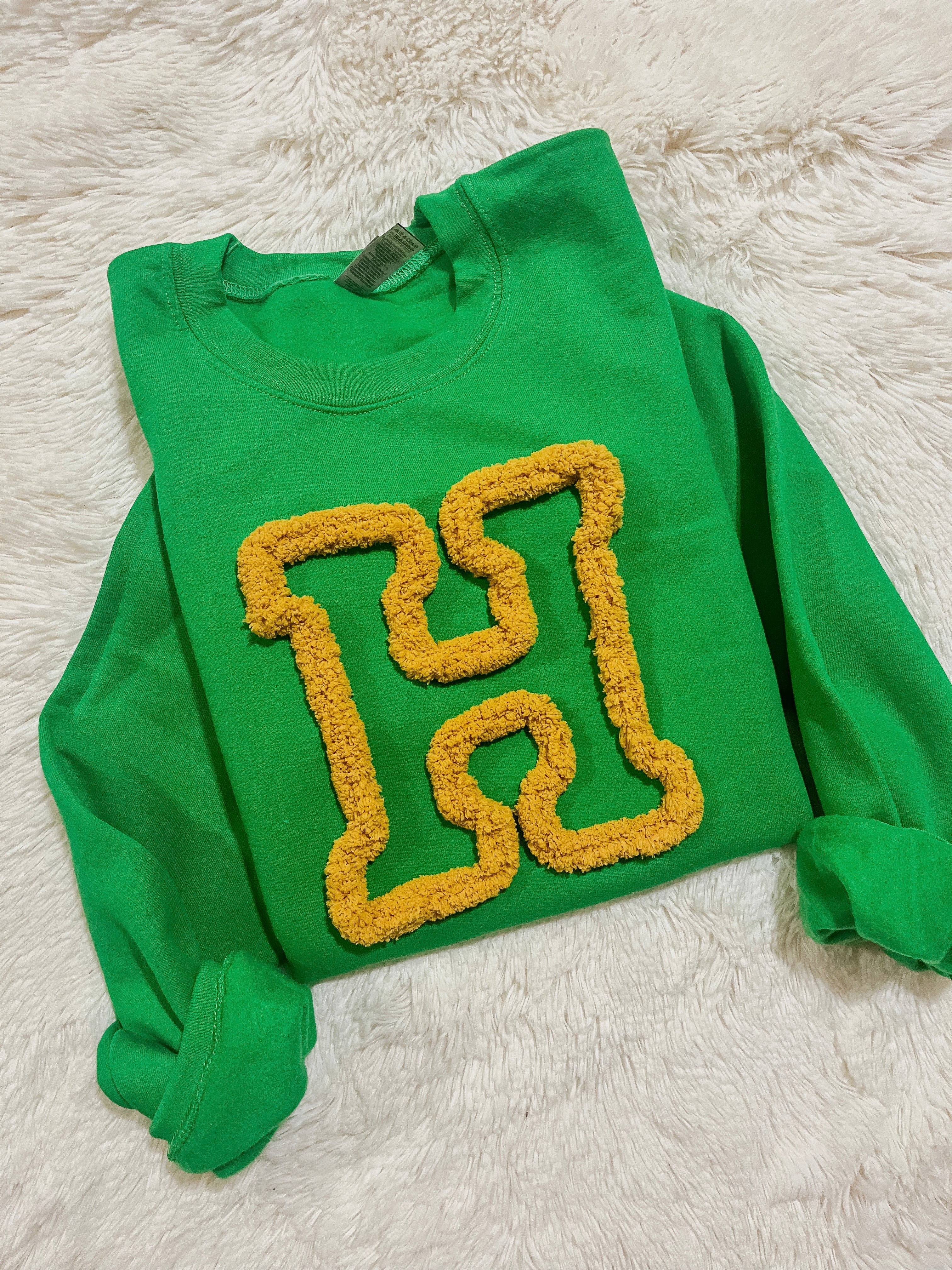 Green and Gold Big H Chenille sweatshirt PREORDER (2WEEK TAT)